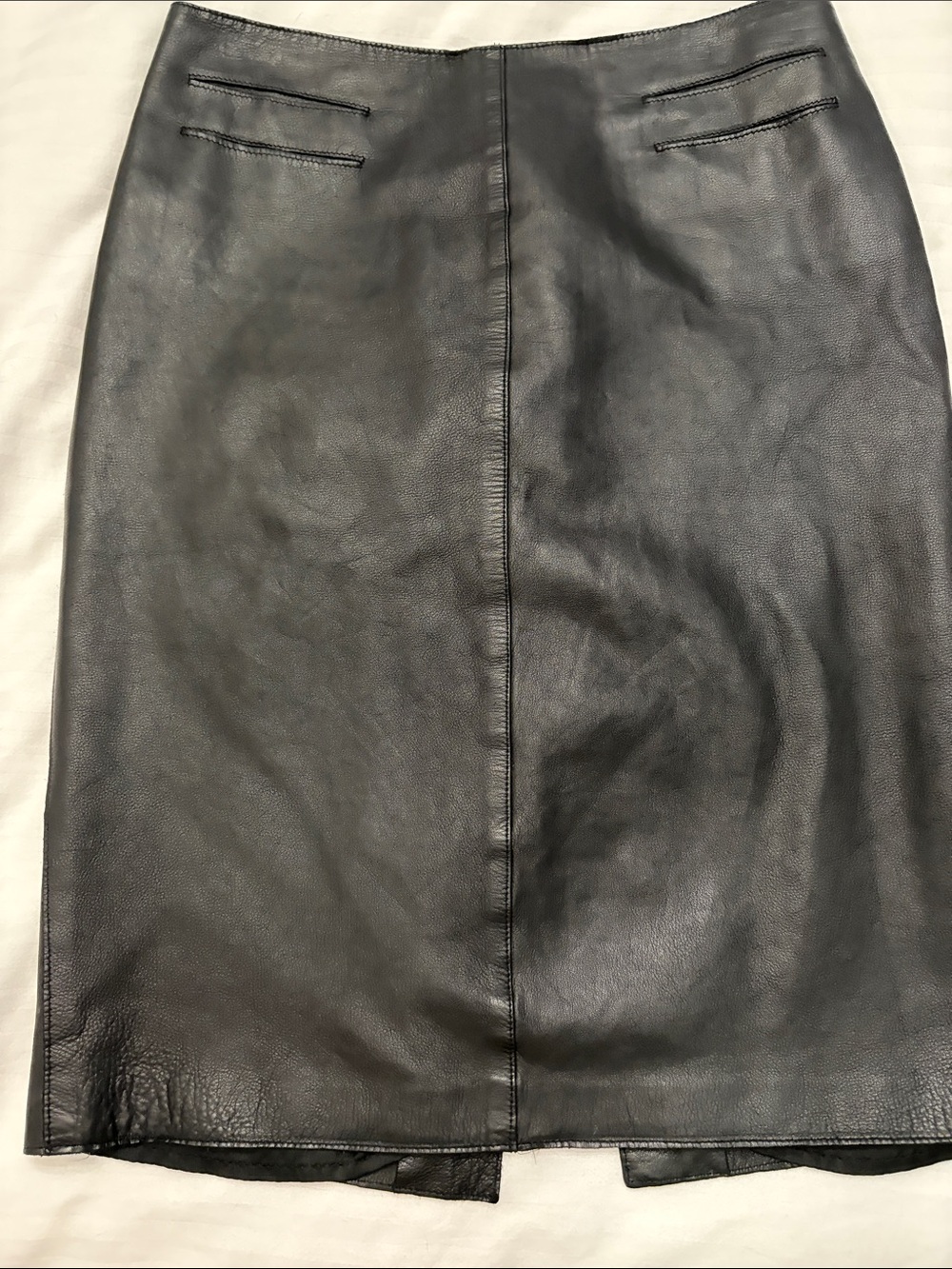 INTERMIX Black Leather Pencil Skirt